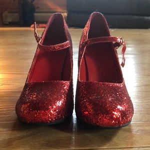 Red glitter heels